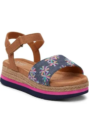 TOMS Diana Keilsandale, Marineblaues, Besticktes Blumenmuster, 36 EU