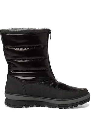 Jana Damen Winterstiefel ohne Absatz mit Reißverschluss Gefüttert Weite H Mehrweite, (Black), 40 EU