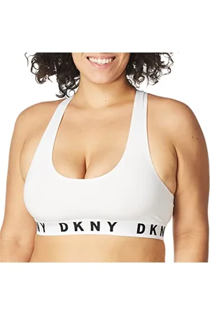 DKNY Damen Cozy Boyfriend Racerback Bralette BH, weiß/schwarz, Large