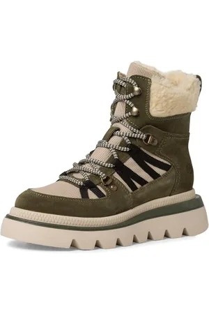 Tamaris Damen Schnürstiefel gefüttert Keilabsatz Winter; COMBINED/grün; 41 EU