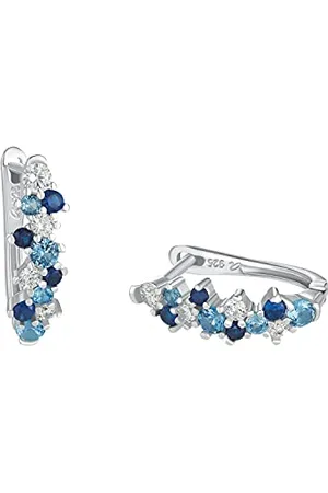 Amor Creolen 925 Sterling Damen Ohrschmuck, mit Zirkonia synth., 1,7 cm, Blau, Kommt in Schmuck Geschenk Box, 2012794