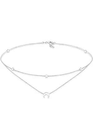 Elli Halskette Damen Choker Layer Astro Halbmond Sterne in 925 Sterling
