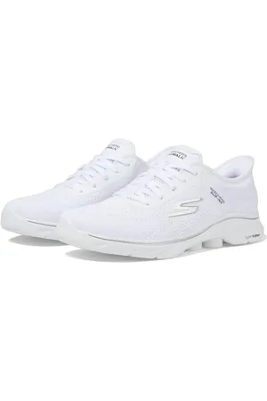 Skechers Damen GO Walk 7 Valin, Weißer Textil-schwarzer Rand, 43 EU