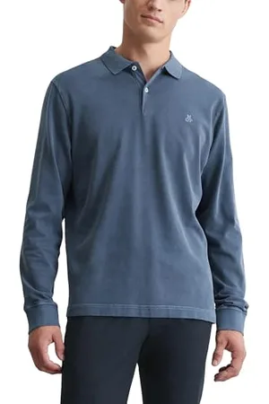 Marc O’ Polo Marc OߴPolo Herren Langarm-Poloshirt aus Bio-Baumwolle Regular Fit, Blau (Moon Stone), 3XL