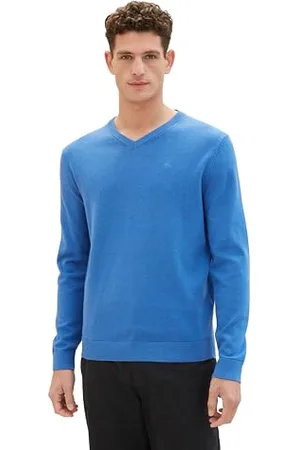 TOM TAILOR Herren Basic Pullover mit V-Ausschnitt aus Baumwolle, , XL
