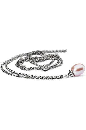 Trollbeads Damen-Kette mit Anhänger 925 Silber Perle rosa 100 cm - TAGFA-00053