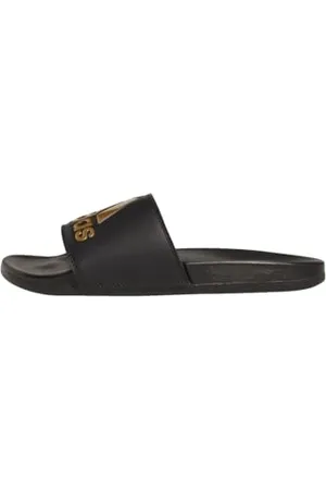 adidas Unisex Adilette Comfort Slides, Core Black/Gold Metallic/Core Black, 38 EU