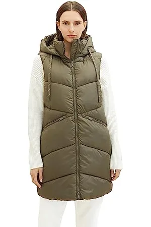 TOM TAILOR Damen 1037562 Longstyle Steppweste, 11848-jungle Soil Green, XL