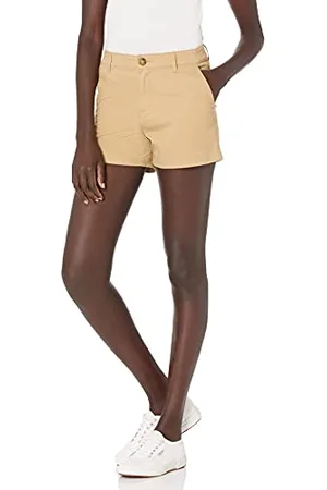 Amazon Damen Mittelhohe schmal geschnittene Khaki-Shorts mit 9 cm Schrittlänge, , 40-42