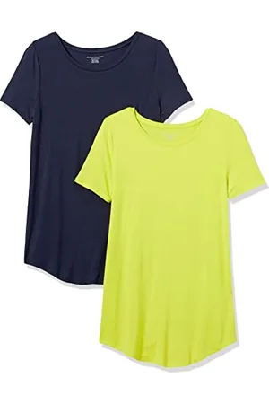 Amazon Damen Tunika mit U-Ausschnitt und Kurzen Ärmeln, 2er-Pack, , XL
