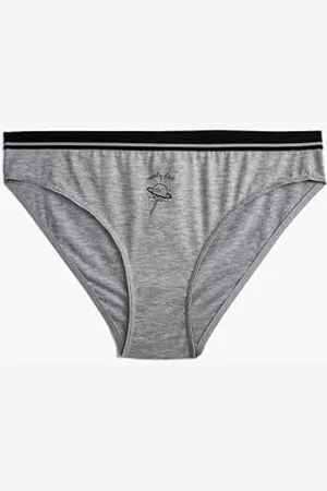 Koton Damen Brief Panties Minimal Printed Ribbed Underwear, , M EU