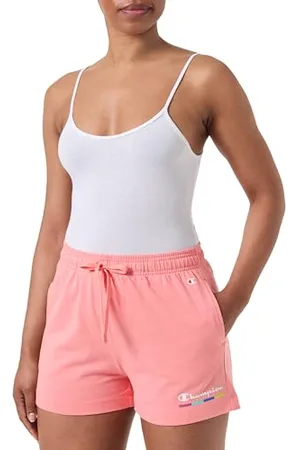 Champion Damen Legacy Graphic Shop W-Pro-Jersey High-Waist Shorts, Pfirsichrosa, XS