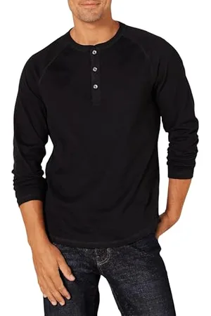 Amazon Herren Langärmeliges Henley-Shirt, Schmale Passform, , XS
