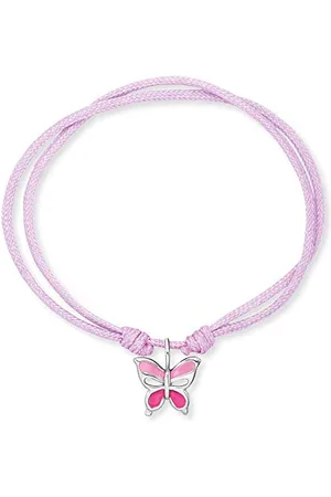 HERZENGEL Mädchen Kinder Armband aus Nylon und einem Schmetterling Anhänger aus Emaille - Ösenverschluss - längenverstellbar - nickelfrei