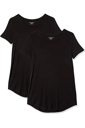 Amazon Damen Tunika mit U-Ausschnitt und Kurzen Ärmeln, 2er-Pack, , S