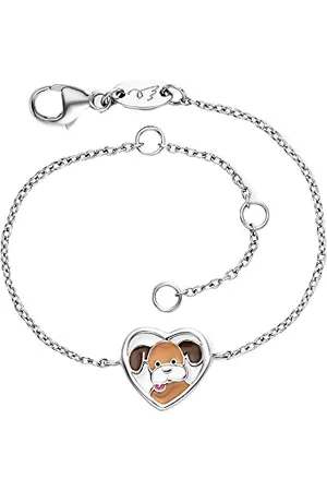 Engelsrufer Herzengel längenverstellbares Armband für Kinder aus Sterling-Silber mit Anhänger aus Emaille - Karabinerverschluss - Ankerkette - Länge: 16 cm