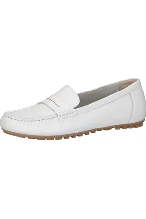 Caprice Damen Mokassins aus Leder Elegant, Weiß , 37 EU