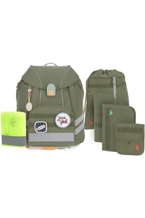 LÄSSIG 7-teiliges Schulranzen Set Kinder/School Set Flexy Unique Olive