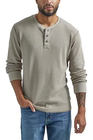 Wrangler Herren Long Sleeve Waffle Henley-Hemd, , 3X-Groß