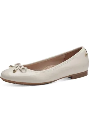 Tamaris COMFORT Damen Ballerinas aus Leder mit Schleife, Beige , 39 EU