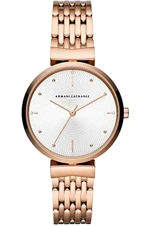 Armani Exchange Uhr für Damen , Dreizeigeruhrwerk, 36mm Rose Gold Edelstahlgehäuse mit Edelstahlarmband, AX5901