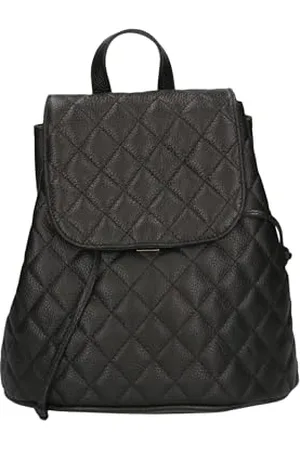 Caprice Damen Rucksack aus Leder mit Steppmuster, Schwarz