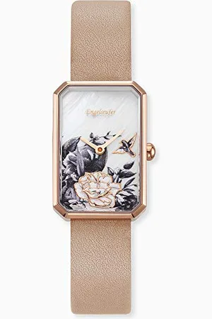 Engelsrufer Damen Analog Quarz Uhr mit Echtes Leder Armband ERWA-FLOWER1-LBR1-RR
