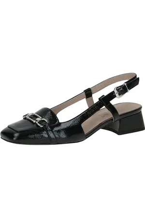 Caprice Damen Slingback-Loafer aus Leder Kleiner Absatz, Schwarz , 37 EU