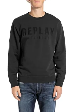 Replay Herren Sweatshirt mit Rundhalsausschnitt, Schwarz (Black 098), XL