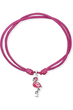 HERZENGEL Mädchen Kinder Armband aus Nylon und einem Flamingo Anhänger aus Emaille - Ösenverschluss - längenverstellbar - nickelfrei