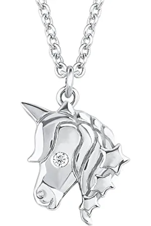 QS by s.Oliver Kette mit Anhänger für Mädchen, Zirkonia und 925 Sterling Silber, Rhodiniert