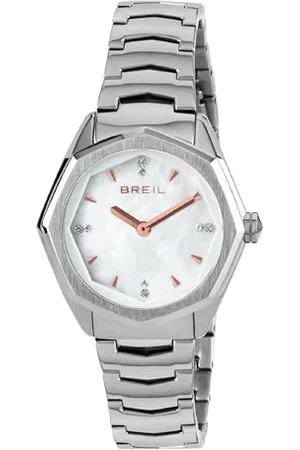 Breil Uhr Damen Eight Ziffernblatt Perlmutt Weiss Bewegung NUR Zeit Quartz e Bracelet Stahl Silber TW1702