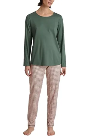 Calida Grounded Nights Pyjama, lang Damen, aus 100% Baumwolle
