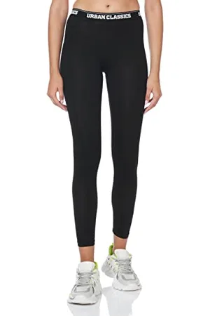Urban classics Damen Ladies Logo Leggings, Schwarzgrau, XS