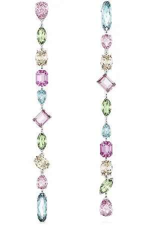 Swarovski Gema Kreolen, Rhodinierte, Ohrringe mit Rosafarbenen Kristallen