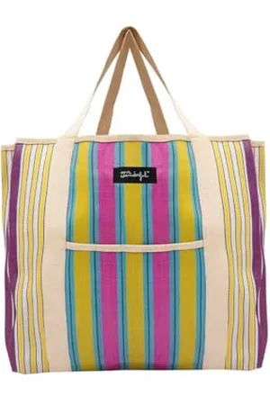 Mr Wonderful Striped Printed Bag-Yellow, Blue And Purple, Unisex-Tasche, , Standard, , Einheitsgröße
