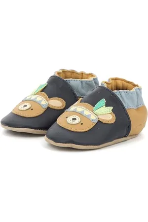 Robeez Jungen Wald Game Hausschuhe, Marineblau, helles Kamel, 23/24 EU