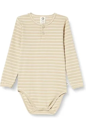 Müsli By Green Cotton Baby Boys Stripe Rib Granny l/s Body Base Layer Underwear, Desert Green/Balsam Cream, 80