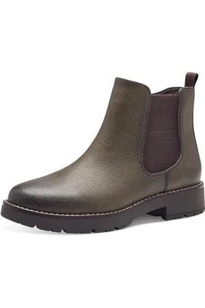 Jana Damen Stiefeletten ohne Absatz mit Reißverschluss Vegan, Grün , 38 EU
