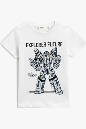 Koton Jungen Robot Printed Short Sleeve Crew Neck Cotton T-Shirt, , 4-5 Jahre EU