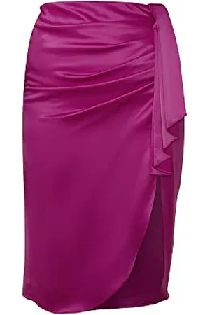 Chi Chi London Damen Satin-Maxirock in Lila Rock, , 42