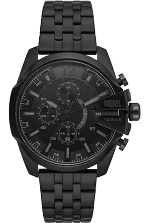 Diesel Herrenuhr Baby Chief, Quarzwerk, 48MM Schwarzes Edelstahlgehäuse mit Edelstahlarmband, DZ4617