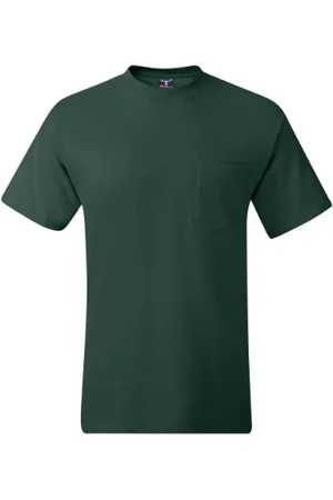Hanes Herren Heavyweight Pocket T-Shirt, Beefy-T Full-Cut Cotton Pocket Tee für Männer, Crewneck T-Shirt für Männer, 1er oder 2er Pack, Deep Forest – 1er-Pack, XL