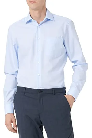 Seidensticker Herren Regular Bügelfrei Kent Langarm Business Shirt, , 39 EU