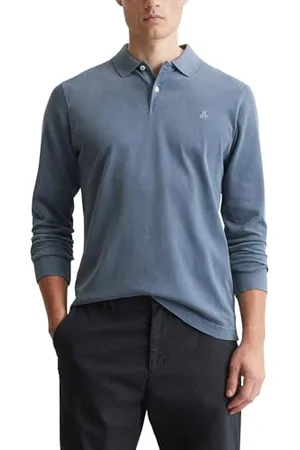 Marc O’ Polo Marc OߴPolo Herren Langarm-Poloshirt aus Bio-Baumwolle Regular Fit, Blau , S