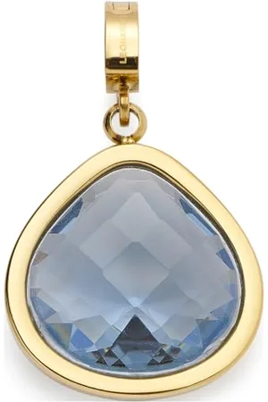 Leonardo Anhänger Clip & Mix Juvinga, Ketten-Anhänger aus goldfarbenem Edelstahl, blauer Glasstein in abgerundeter Dreiecksform, Schmuck Geschenk für Frauen, 024425