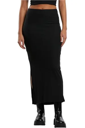 Urban classics Damen Tb6940-ladies Rib High Slit Skirt, , XS EU
