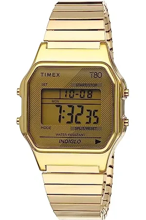 Timex T80 34mm Uhr - Gold-Ton mit Edelstahl-Erweiterungsband TW2R79000