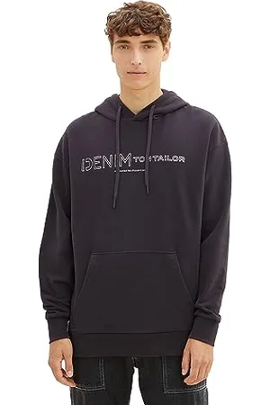 TOM TAILOR Herren 1039426 Relaxed Fit Hoodie mit Logo-Print, 29476-coal Grey, XL