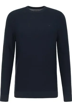 Mustang Herren Rundhals Pullover Elliot - Regular Fit S - 6XL Blau Schwarz, Größe:4XL, Farbe: